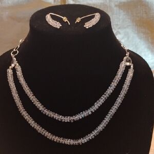 Deb Guyot Elegant Double Strand Beaded Necklace And Earrings (Vintage)